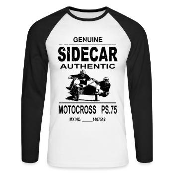 Sidecar Moto Cross - Unisex Baseballshirt langarm - Weiß/Schwarz - Vorne - Nik (191cm)