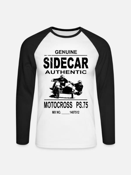Sidecar Moto Cross - Unisex Baseballshirt langarm - Weiß/Schwarz