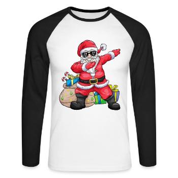 Cool dabbing Santa Claus Christmas Santa Claus - Unisex Long Sleeve Baseball T-Shirt - white/black - Front - Nik (191cm)
