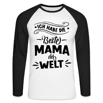 Beste Mama der Welt Muttertag Mutter Familie Liebe - Unisex Baseballshirt langarm - Weiß/Schwarz - Vorne - Nik (191cm)