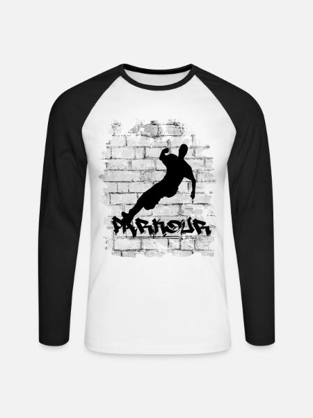 Parkour - Unisex Baseballshirt langarm - Weiß/Schwarz