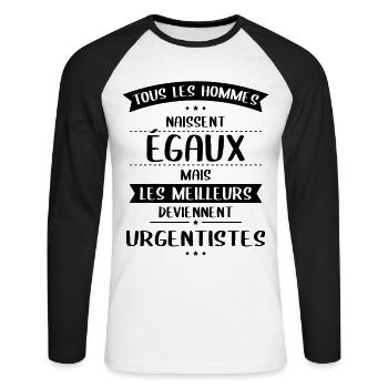 Hommes égaux les meilleurs deviennent urgentistes - T-shirt baseball manches longues Homme - blanc/noir - Devant - Nik (191cm)