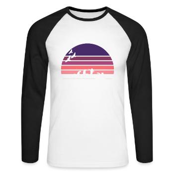 retro vintage sunset évolution NATATION - T-shirt baseball manches longues Homme - blanc/noir - Devant - Nik (191cm)