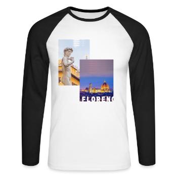 Florenz Italien Stadt Skyline Urlaub Liebe - Unisex Baseballshirt langarm - Weiß/Schwarz - Vorne - Nik (191cm)