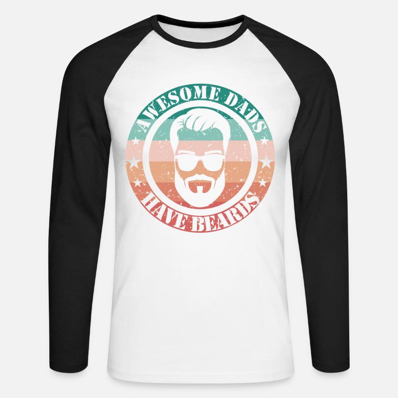 Awesome Dads have beards - Unisex Baseballshirt langarm - Weiß/Schwarz