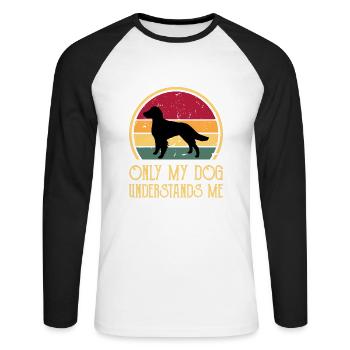 Britanny Dog Lover Silhouette Vintage Sunset - T-shirt baseball manches longues Homme - blanc/noir - Devant - Nik (191cm)