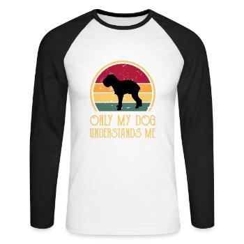 Griffon Bruxellois Dog Silhouette Retro Sunset - Unisex Long Sleeve Baseball T-Shirt - white/black - Front - Nik (191cm)