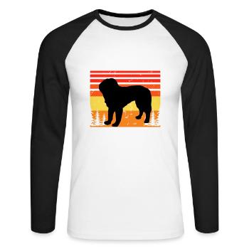 Bosnian Coarse Haired Hound Dog Silhouette Retro - Unisex Long Sleeve Baseball T-Shirt - white/black - Front - Nik (191cm)