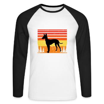 Cirneco Dell Etna Hund Liebe Silhouette Retro Sonnenuntergang - Unisex Baseballshirt langarm - Weiß/Schwarz - Vorne - Nik (191cm)