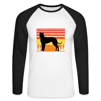 Cordoba Fighting Dog Lover Silhouette Retro Sunset - Unisex Long Sleeve Baseball T-Shirt - white/black - Front - Nik (191cm)