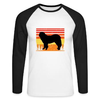 Caucasian Shepherd Dog Silhouette Retro Sunset - Unisex Long Sleeve Baseball T-Shirt - white/black - Front - Nik (191cm)