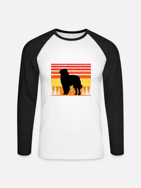Carpathian Shepherd Dog Silhouette Retro Sunset - Unisex Long Sleeve Baseball T-Shirt - white/black