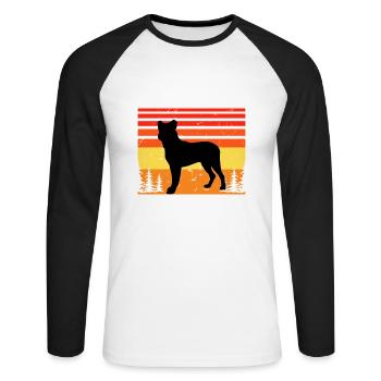 Cao Fila De Seo Miguel Dog Silhouette Retro Sunset - Unisex Long Sleeve Baseball T-Shirt - white/black - Front - Nik (191cm)