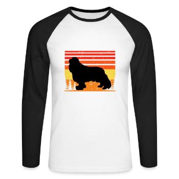 Cavalier King Charles Spaniel Dog Silhouette - T-shirt baseball manches longues Homme - blanc/noir - Devant - Nik (191cm)