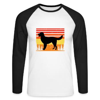 German Longhaired Pointer Dog Silhouette Retro - Unisex Long Sleeve Baseball T-Shirt - white/black - Front - Nik (191cm)