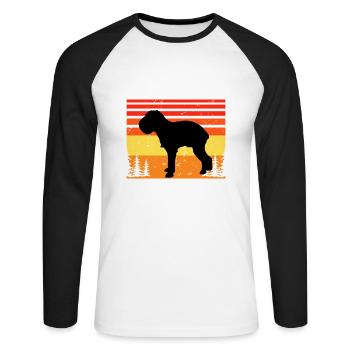 Griffon Bruxellois Dog Silhouette Retro Sunset - Unisex Long Sleeve Baseball T-Shirt - white/black - Front - Nik (191cm)