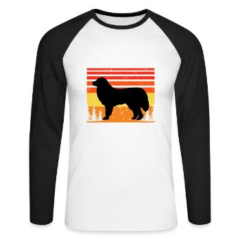 Great Pyrénées Dog Lover Silhouette Vintage Sunset - T-shirt baseball manches longues Homme - blanc/noir - Devant - Nik (191cm)