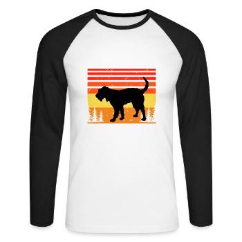 Griffon Nivernais Dog Love Silhouette Retro Sunset - Unisex Long Sleeve Baseball T-Shirt - white/black - Front - Nik (191cm)