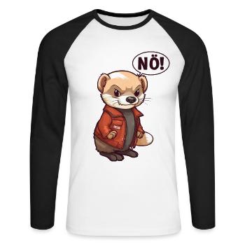 Frettchen Nö Nein - Unisex Baseballshirt langarm - Weiß/Schwarz - Vorne - Nik (191cm)