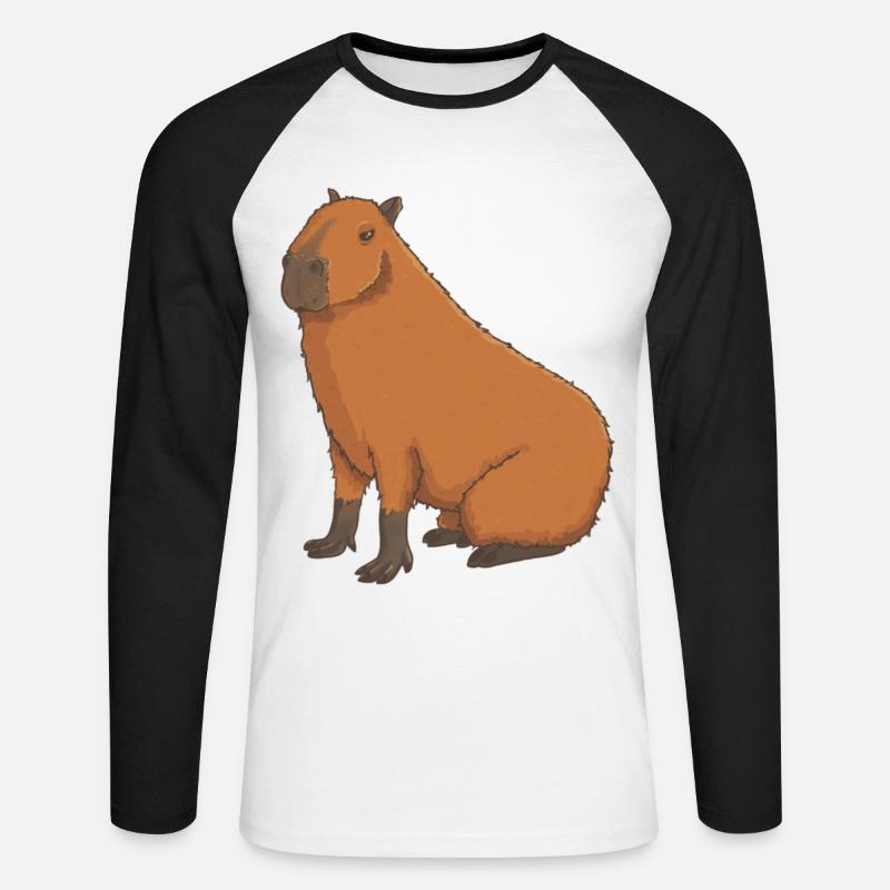Süßes Capybara - Unisex Baseballshirt langarm - Weiß/Schwarz