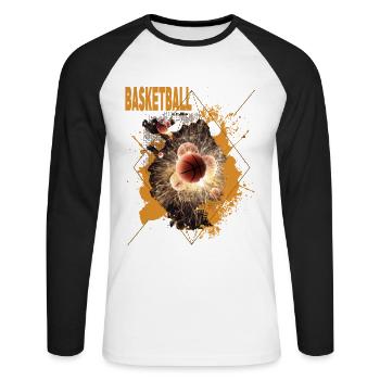 Basketball Basketballer Dunking Sport Fan Verein - Unisex Baseballshirt langarm - Weiß/Schwarz - Vorne - Nik (191cm)