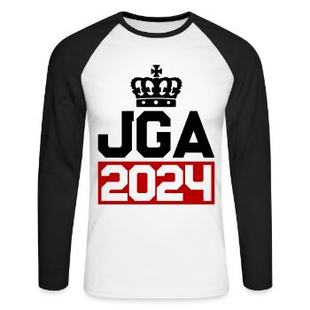 Junggesellenabschied Jga 2024 - Unisex Baseballshirt langarm - Weiß/Schwarz - Vorne - Nik (191cm)