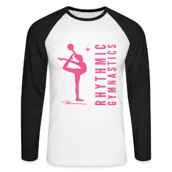 Rhythmic Gymnastics Gymnastik Gymnastin mit Ball - Unisex Baseballshirt langarm - Weiß/Schwarz - Vorne - Nik (191cm)