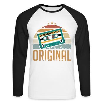 Millésime 1967 Né Original 1967 Anniversaire - T-shirt baseball manches longues Homme - blanc/noir - Devant - Nik (191cm)