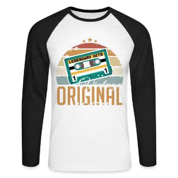 Millésime 1971 Né Original 1971 Anniversaire - T-shirt baseball manches longues Homme - blanc/noir - Devant - Nik (191cm)