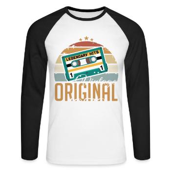 Millésime 1973 Né Original 1973 Anniversaire - T-shirt baseball manches longues Homme - blanc/noir - Devant - Nik (191cm)