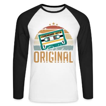 Millésime 1957 Né Original 1957 Anniversaire - T-shirt baseball manches longues Homme - blanc/noir - Devant - Nik (191cm)