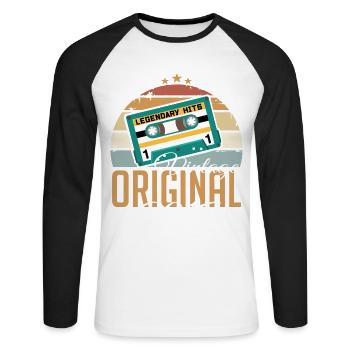 Vintage 2018 Born Original 2018 Birthday - Unisex Long Sleeve Baseball T-Shirt - white/black - Front - Nik (191cm)