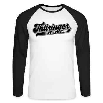 Thuringians and pride in it | Colors can be changed - Unisex Long Sleeve Baseball T-Shirt - white/black - Front - Nik (191cm)