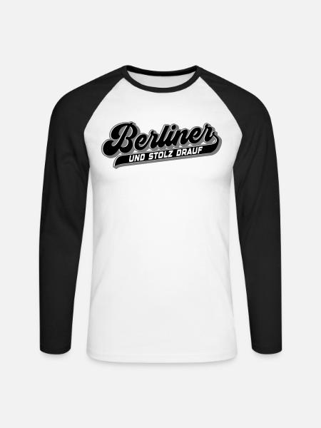 Berliner und Stolz drauf | Farben änderbar - Unisex Baseballshirt langarm - Weiß/Schwarz
