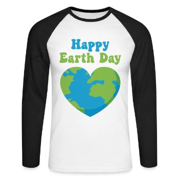 Bonne Journée de la Terre - T-shirt baseball manches longues Homme - blanc/noir - Devant - Nik (191cm)