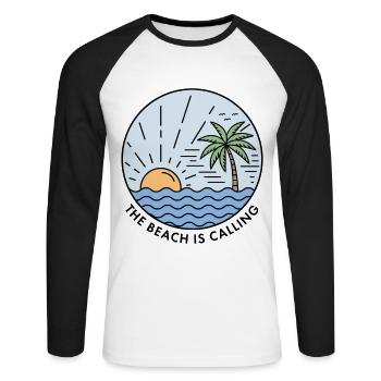 The Beach is Calling - Unisex Long Sleeve Baseball T-Shirt - white/black - Front - Nik (191cm)