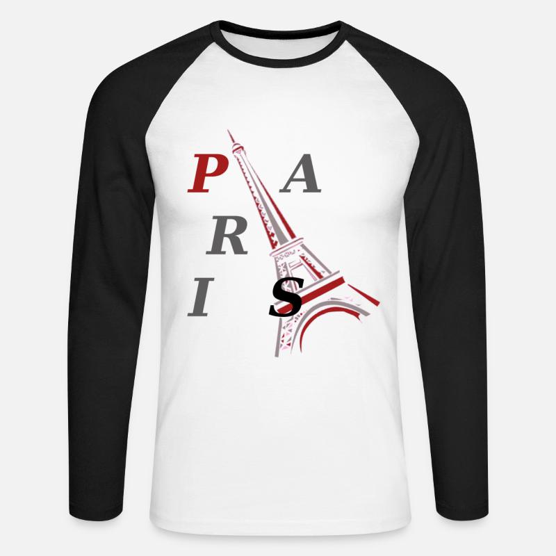 PARIS Eiffelturm - Unisex Baseballshirt langarm - Weiß/Schwarz