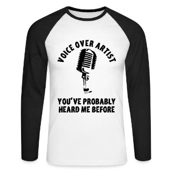 Voice actor Synchronizer Speaker Synchro - Unisex Long Sleeve Baseball T-Shirt - white/black - Front - Nik (191cm)