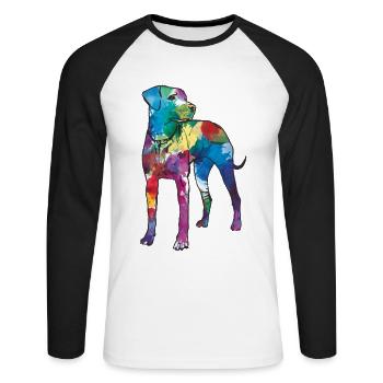 Labrador chien silhouette colorée - T-shirt baseball manches longues Homme - blanc/noir - Devant - Nik (191cm)