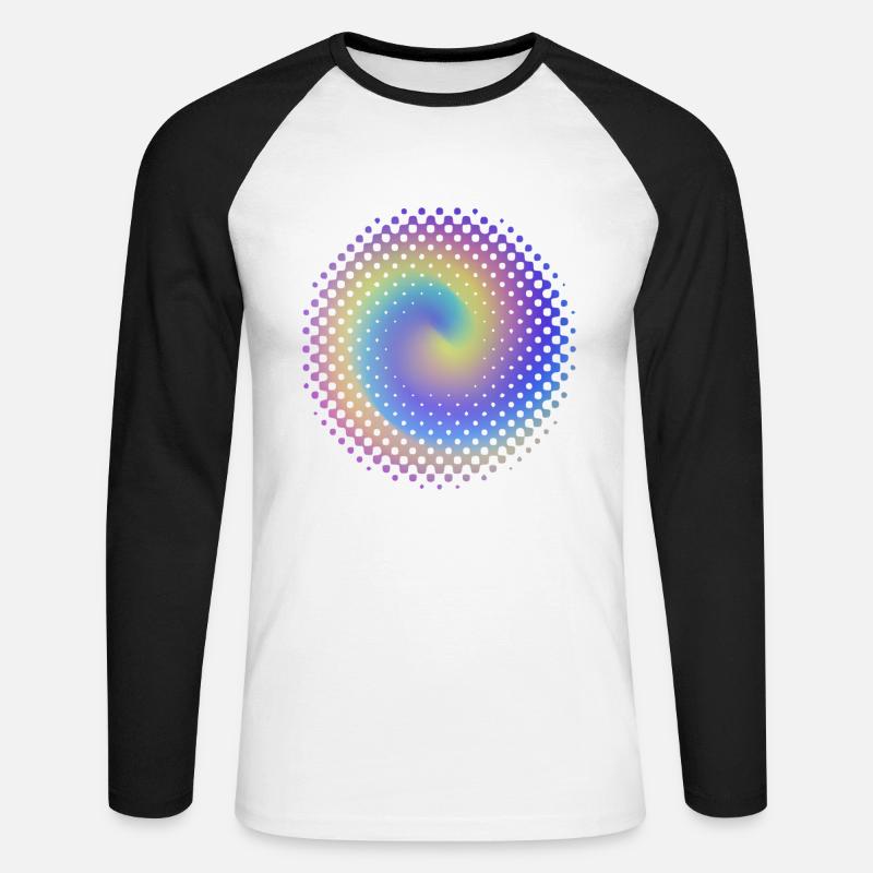 Punktmuster bunter Wirbel - Unisex Baseballshirt langarm - Weiß/Schwarz
