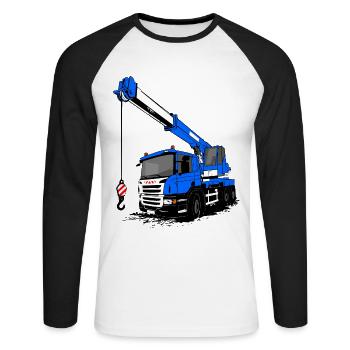 Crane car - crane - crane truck - crane truck - Unisex Long Sleeve Baseball T-Shirt - white/black - Front - Nik (191cm)