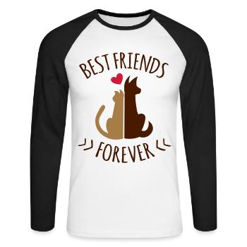 BFF Chat & Chien - Friends Forever - Chat & Chien - T-shirt baseball manches longues Homme - blanc/noir - Devant - Nik (191cm)