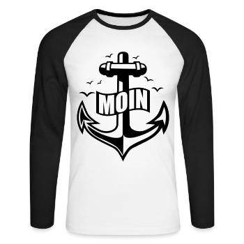 106 MOIN Anker Möwen - Unisex Baseballshirt langarm - Weiß/Schwarz - Vorne - Nik (191cm)