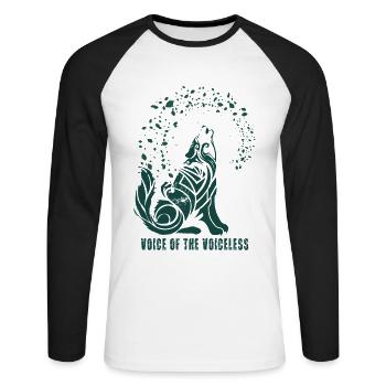 Earth Day Wolf Silhouette Animal Welfare Animal Rights Activists - Unisex Long Sleeve Baseball T-Shirt - white/black - Front - Nik (191cm)