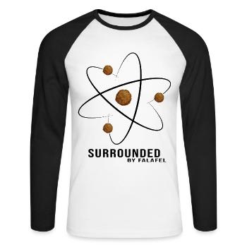 falafel chickpeas street food arabic surrounded - Unisex Long Sleeve Baseball T-Shirt - white/black - Front - Nik (191cm)