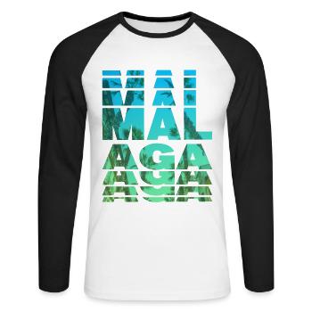 Malaga Espagne Ville Skyline Accueil Amour - T-shirt baseball manches longues Homme - blanc/noir - Devant - Nik (191cm)