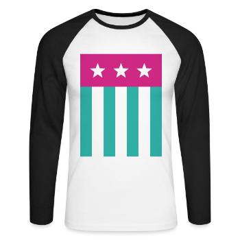 Stars and Stripes Flag Pink Green - Unisex Long Sleeve Baseball T-Shirt - white/black - Front - Nik (191cm)
