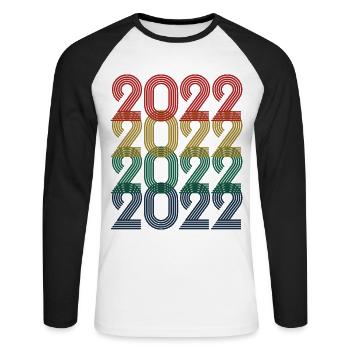 Cool Retro 2022, 1 Jahr, Kinder zum 1. Geburtstag - Unisex Baseballshirt langarm - Weiß/Schwarz - Vorne - Nik (191cm)