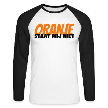Orange ne me convient pas. Koninsdag Pays-Bas - T-shirt baseball manches longues Homme - blanc/noir - Devant - Nik (191cm)