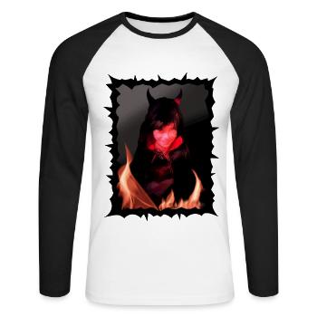 Halloween Nacht Teufel - Unisex Baseballshirt langarm - Weiß/Schwarz - Vorne - Nik (191cm)